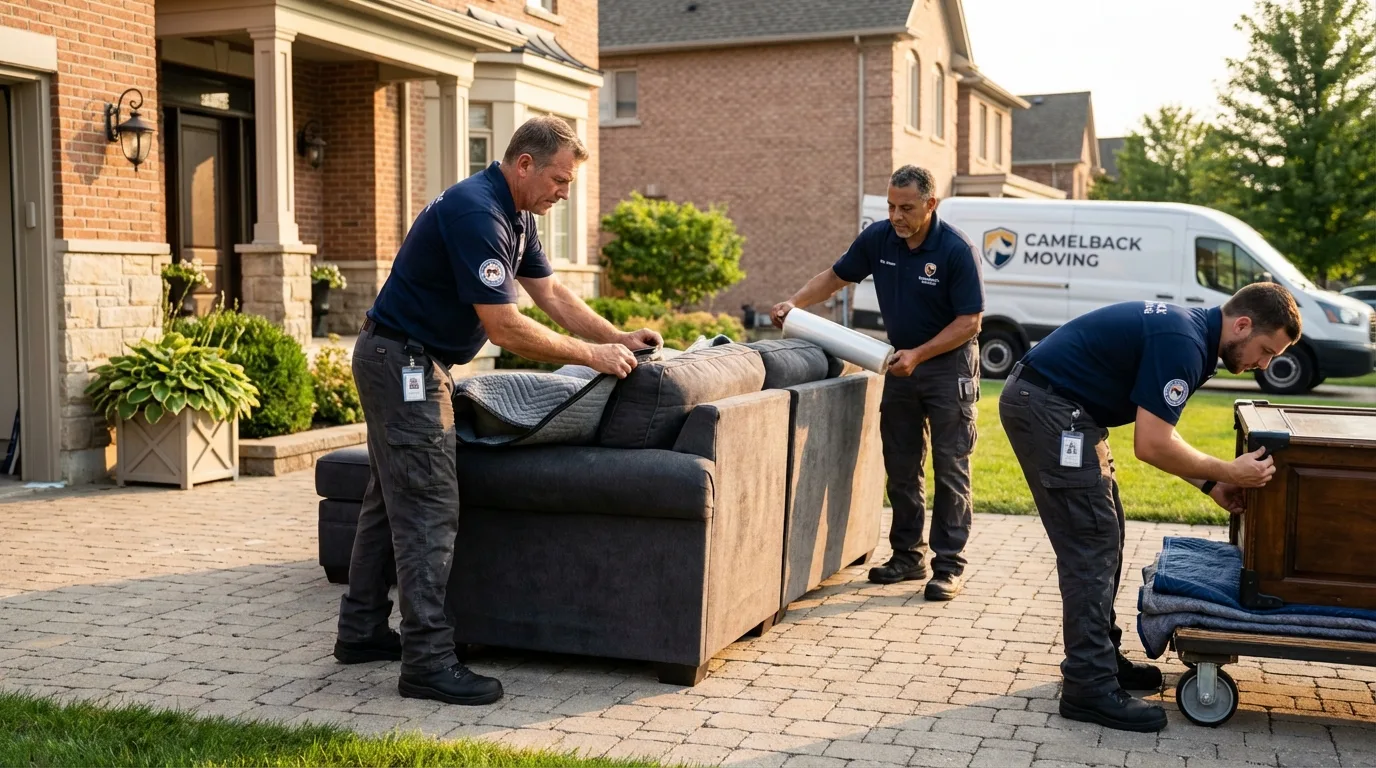 Large estate moving crew wrapping furniture in Clarksville, VA