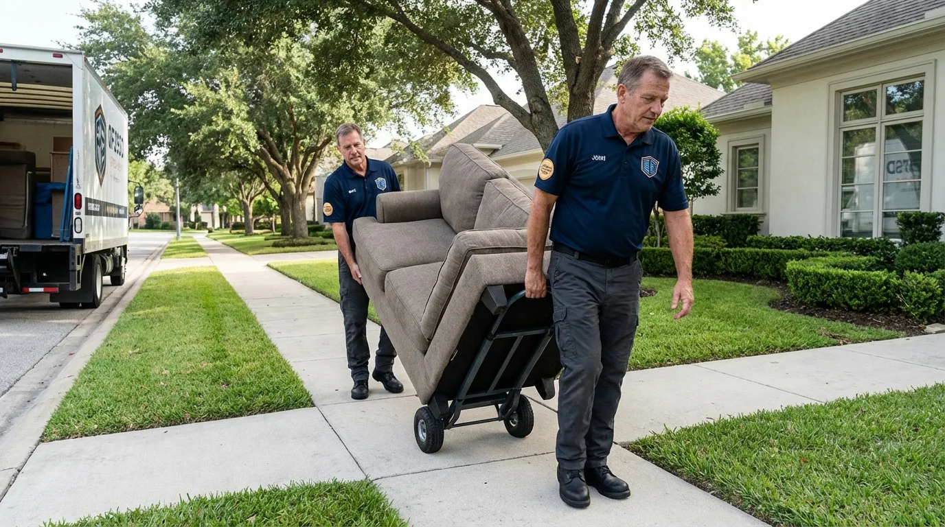 Local residential moving crew loading furniture in Clarksville, VA